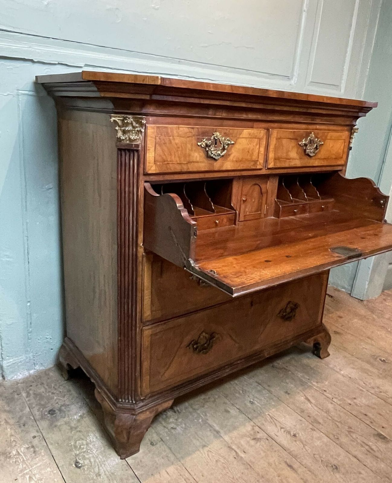 George II & Later Walnut Secretaire Chest photo 795.0
