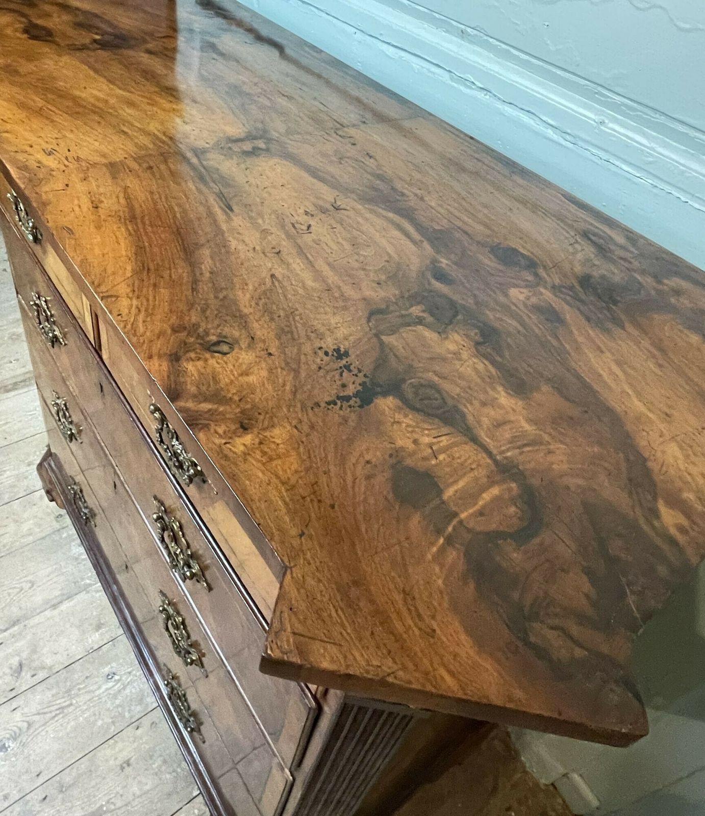George II & Later Walnut Secretaire Chest photo vintage