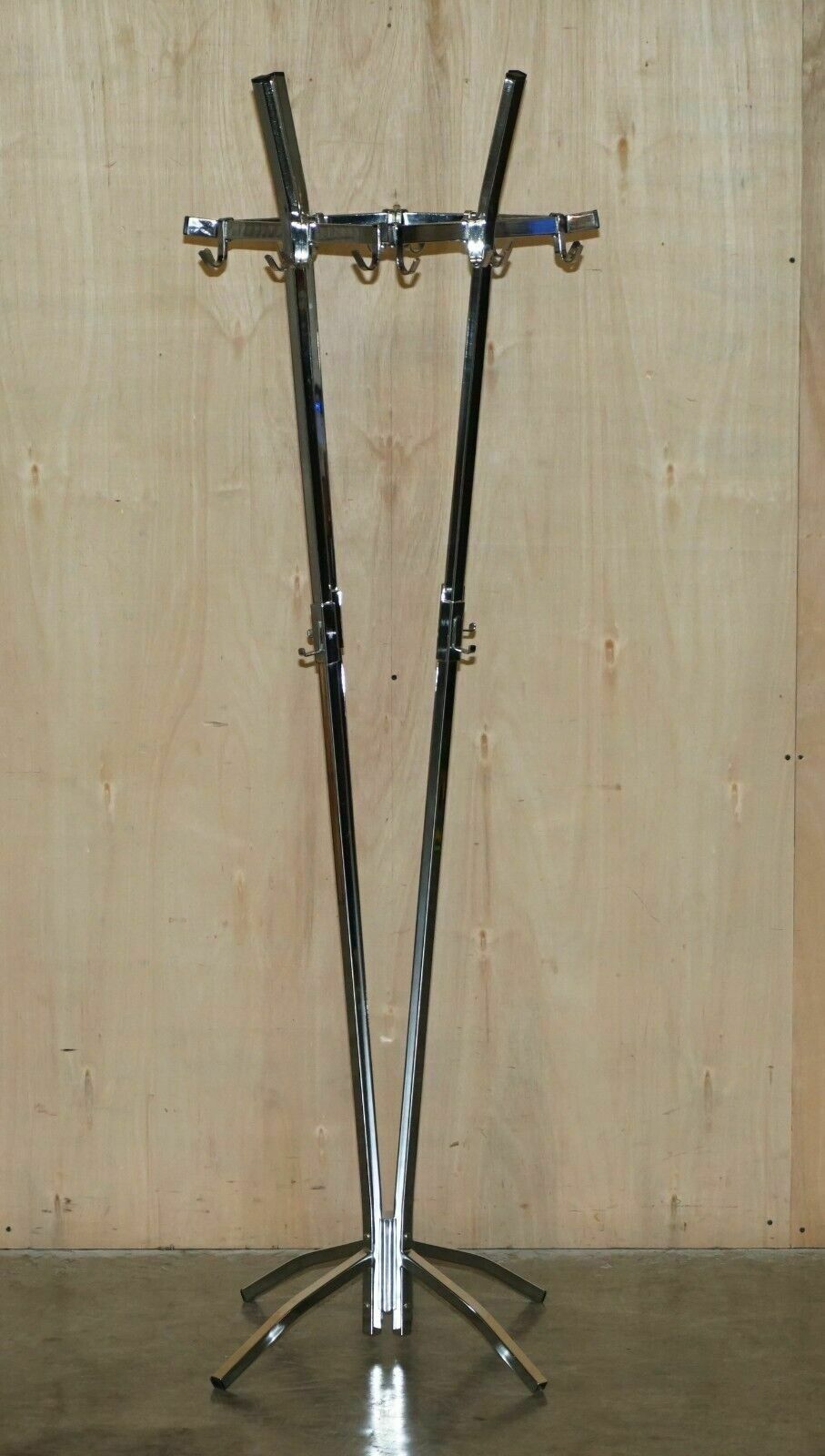 Vintage Circa 1930's Heavy Industrial Chrome Framed Coat & Hat Stand Or Rack photo for sale