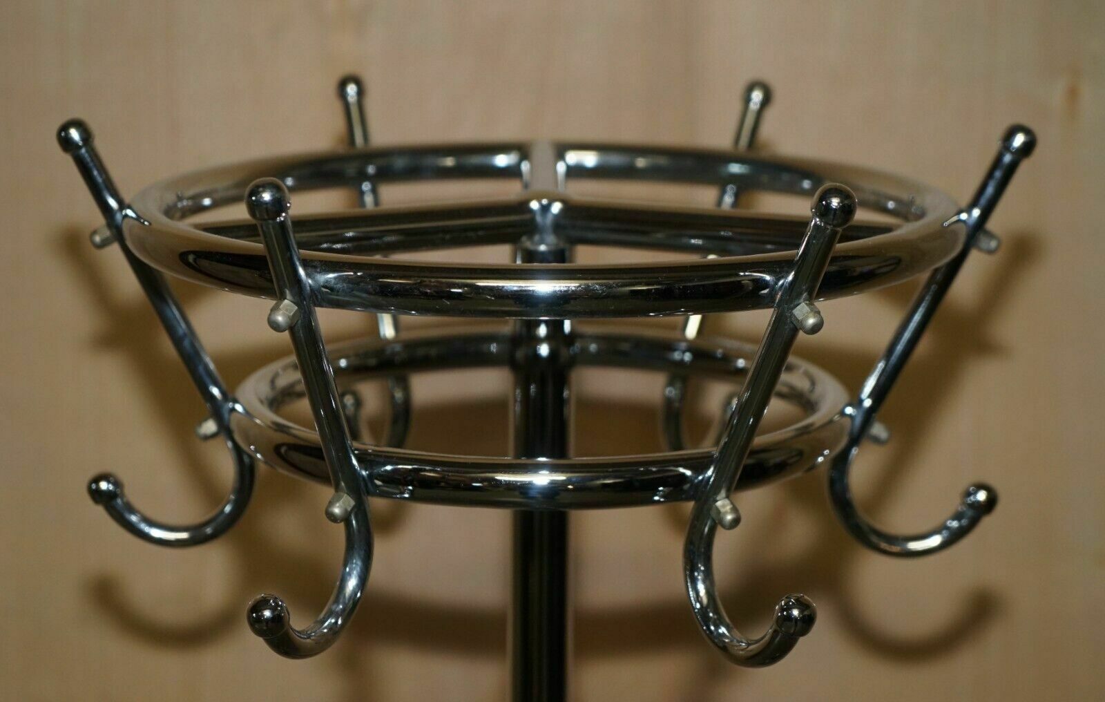 Vintage Circa 1950's Spinning Top Industrial Chrome Framed Coat & Hat Stand photo Furniture