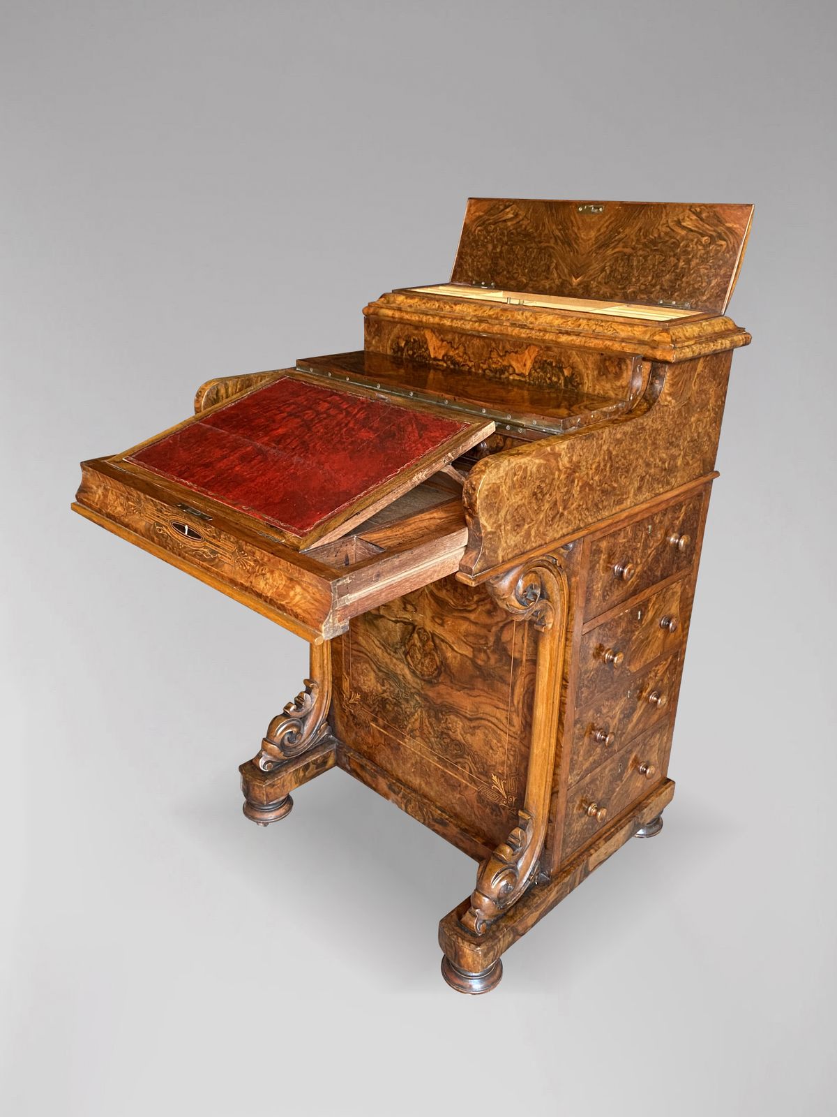 Stunning 19th Century Burr Walnut Davenport Desk photo furniture