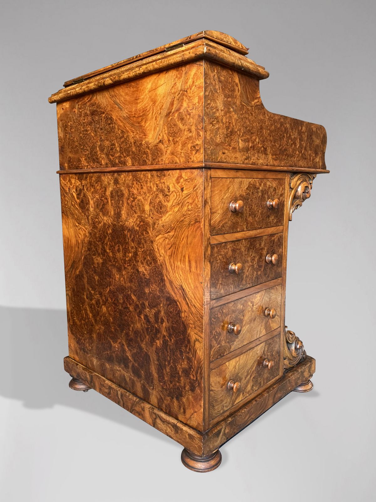 Stunning 19th Century Burr Walnut Davenport Desk photo vinterior