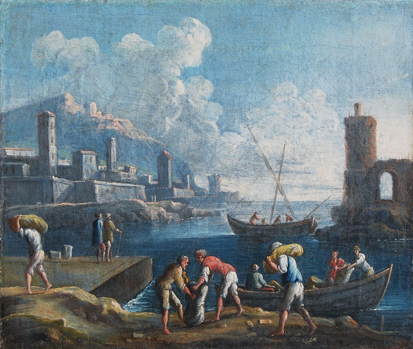 C. J. Vernet Port  Oil On Canvas. 22,7x27,1 Cm