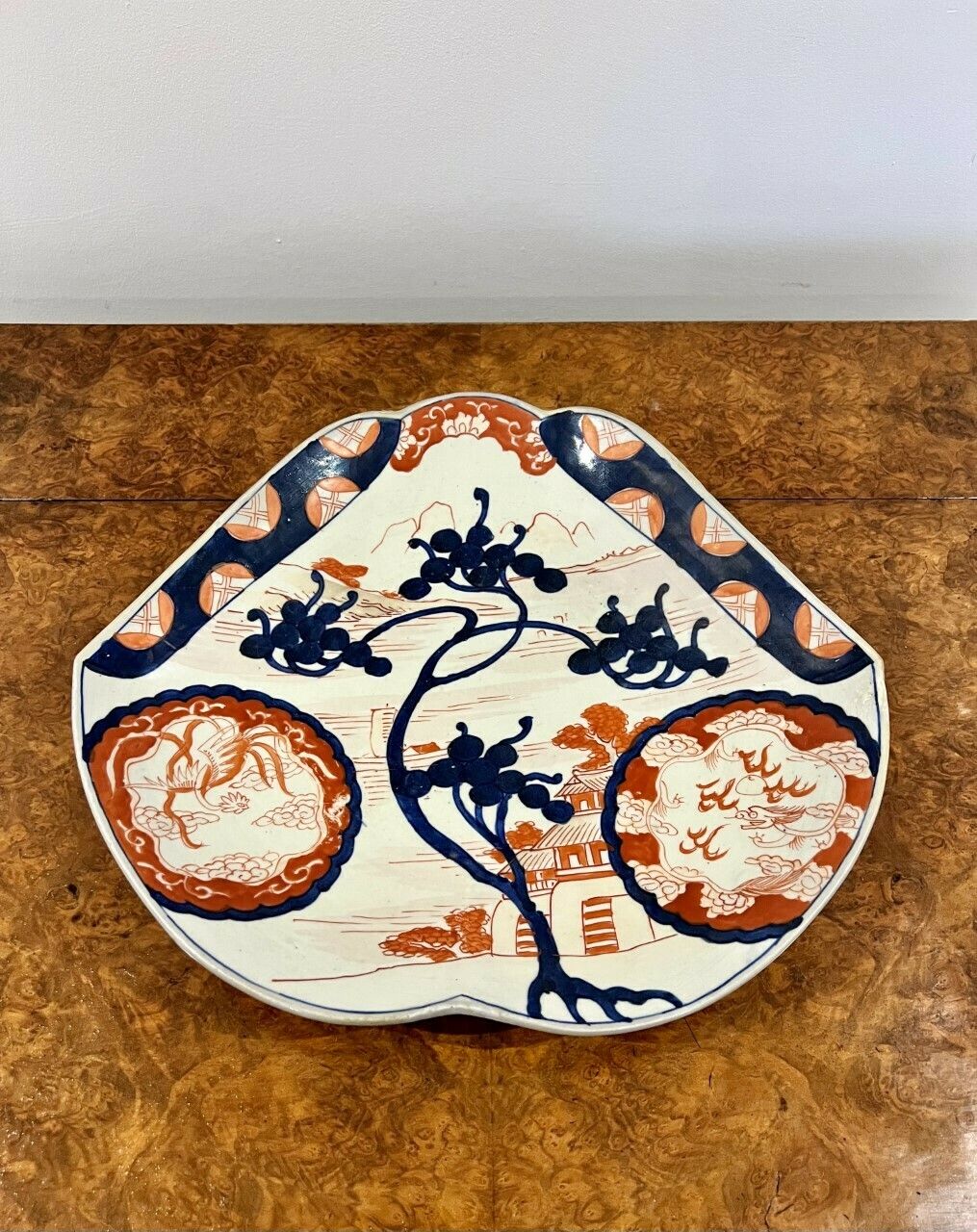 Unusual Shaped Antique Japanese Imari Charger photo Home Decor