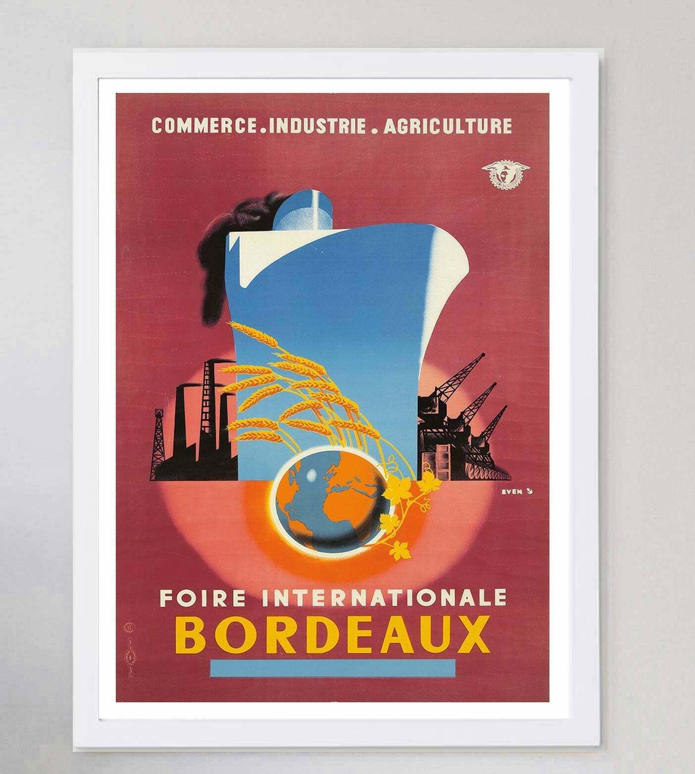 Foire Internationale Bordeaux Original Vintage Poster photo for sale