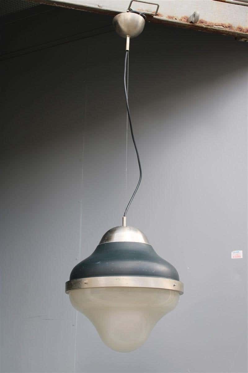 Mid Century Italian Ceiling Lamp Oluce Style Ostuni 1960s Black Glass Murano photo furniture