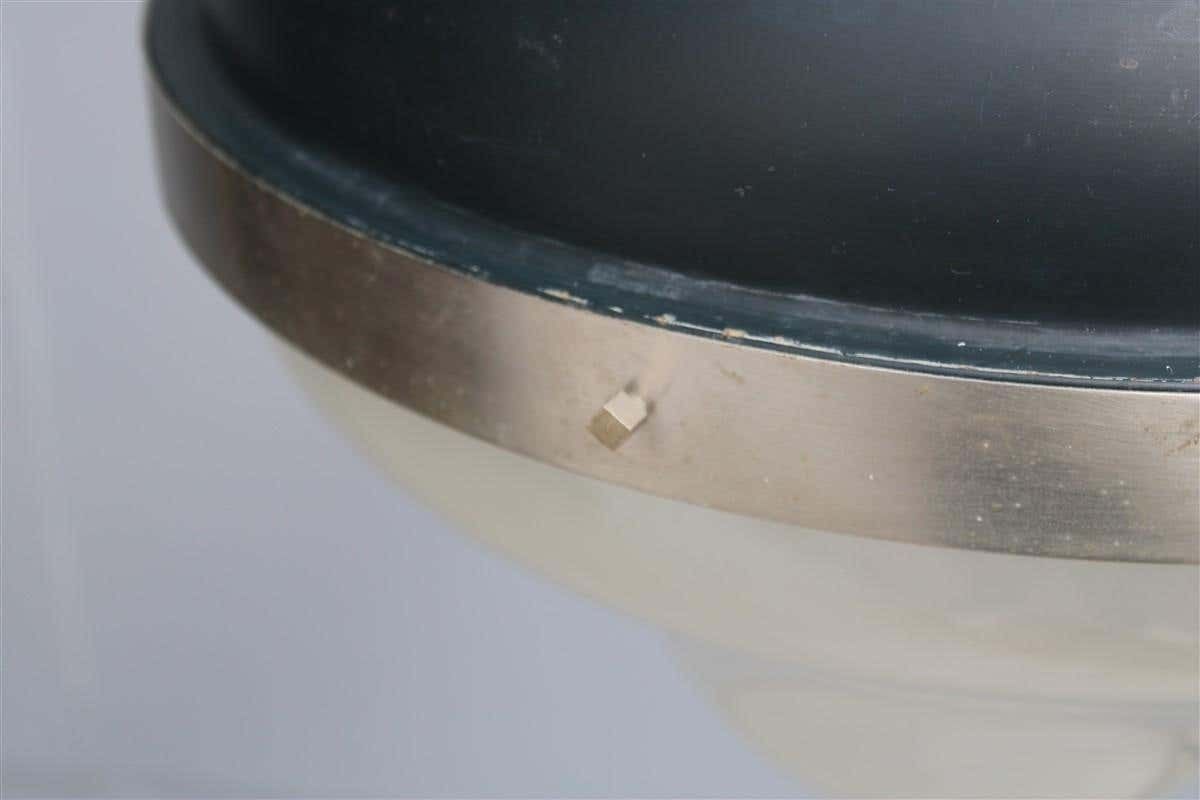 Lighting Mid Century Italian Ceiling Lamp Oluce Style Ostuni 1960s Black Glass Murano photo