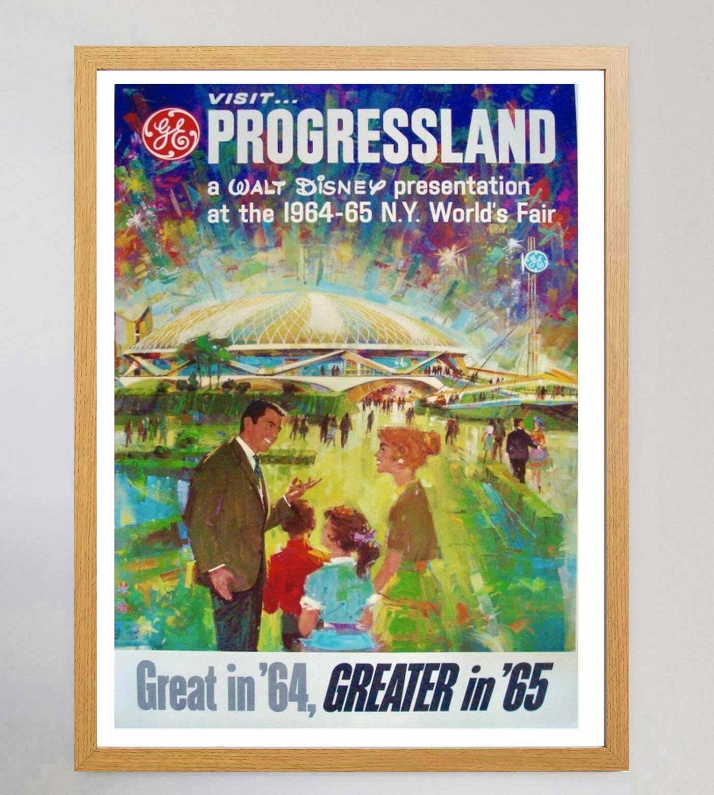 Visit Walt Disney's Progressland   New York World's Fair 1964 65 Original Vintage Poster photo Art