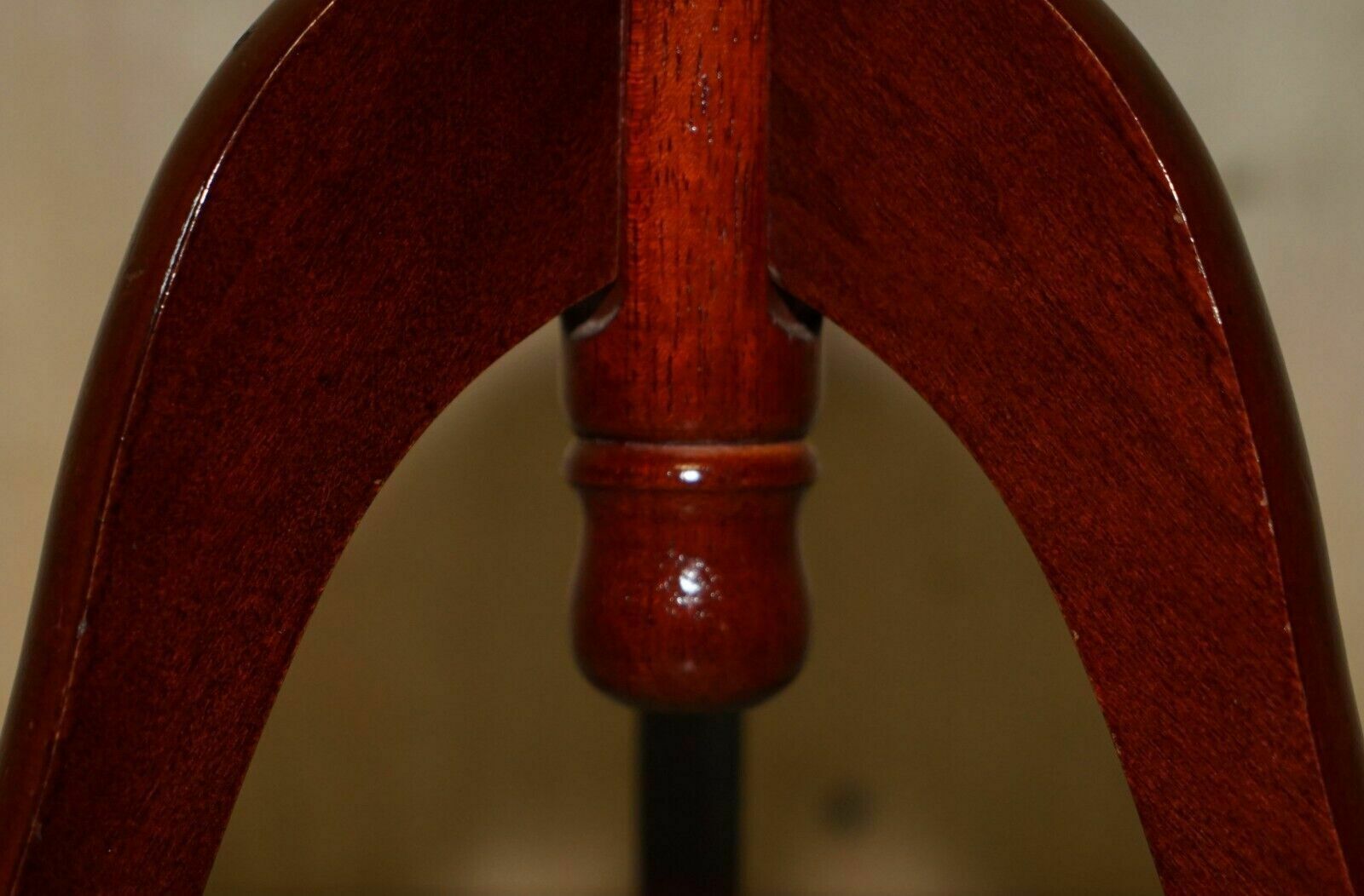 400.0 Large Vintage Beech Pie Crust Edge Green Leather Tripod Side End Lamp Wine Table photo