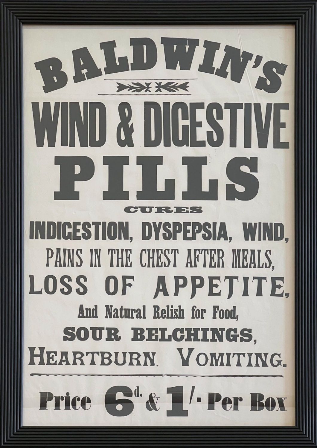 photo for sale A Set Of Six Original Victorian 'Baldwin's Pills' Vintage Framed Posters   C.1895