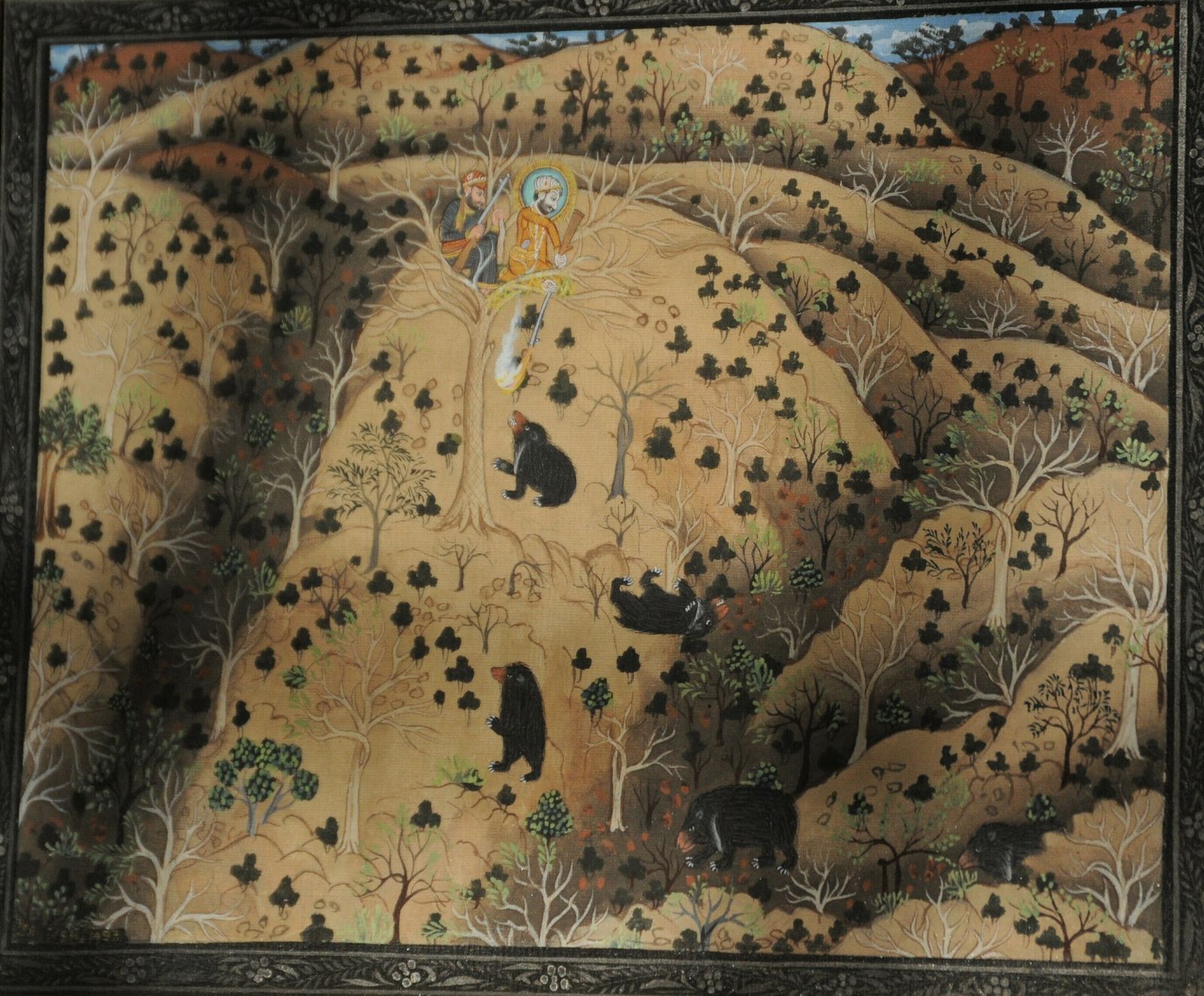 Vintage Pair Of Framed Indian Miniature Paintings In Rajasthani Mughal Style photo 499.0