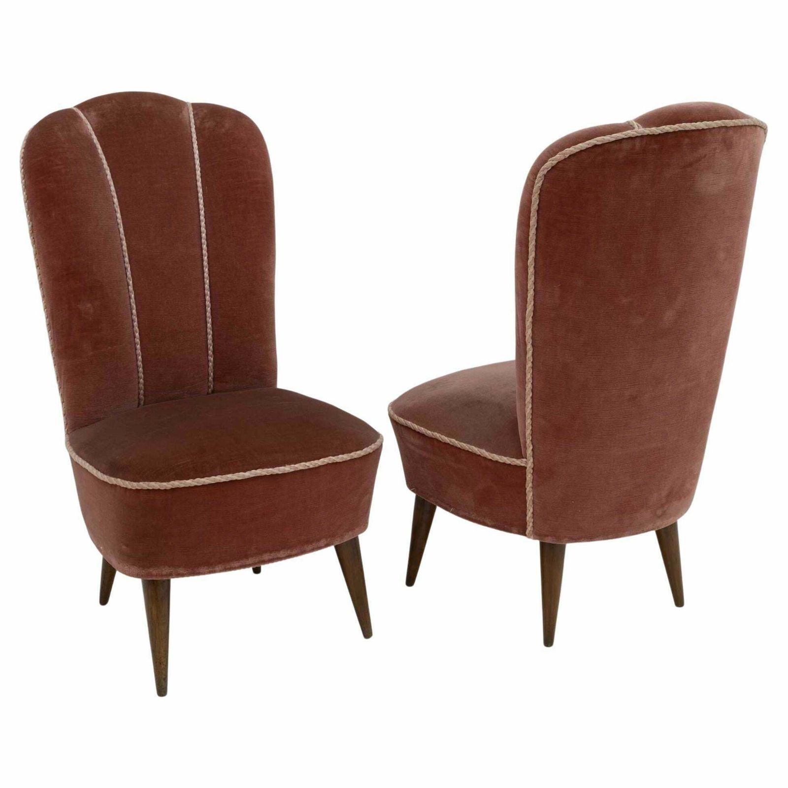 Pair Of Gio Ponti Mid Century Modern Italian Small Armchairs By Isa Bergamo, 50s