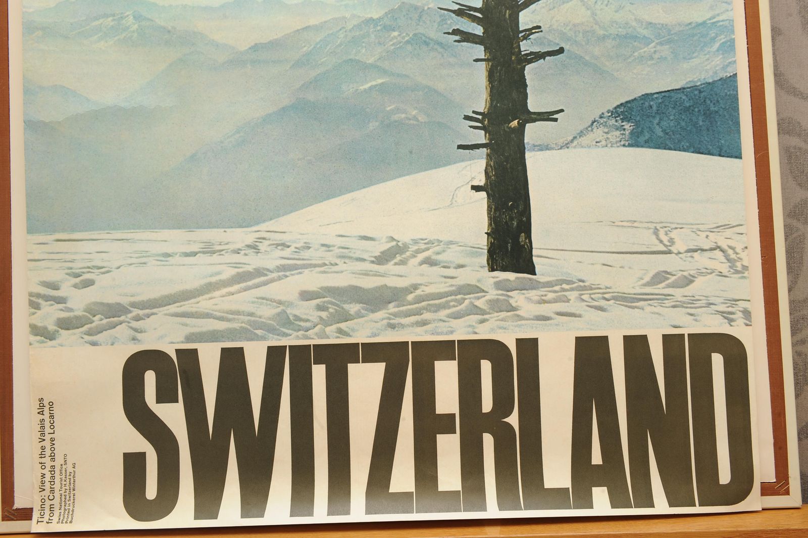 Swiss National Tourist Office Ticino : View Of The Valais Alps From Cardada Above Locarno Lithograph Poster 1960 Ol photo 1320.0