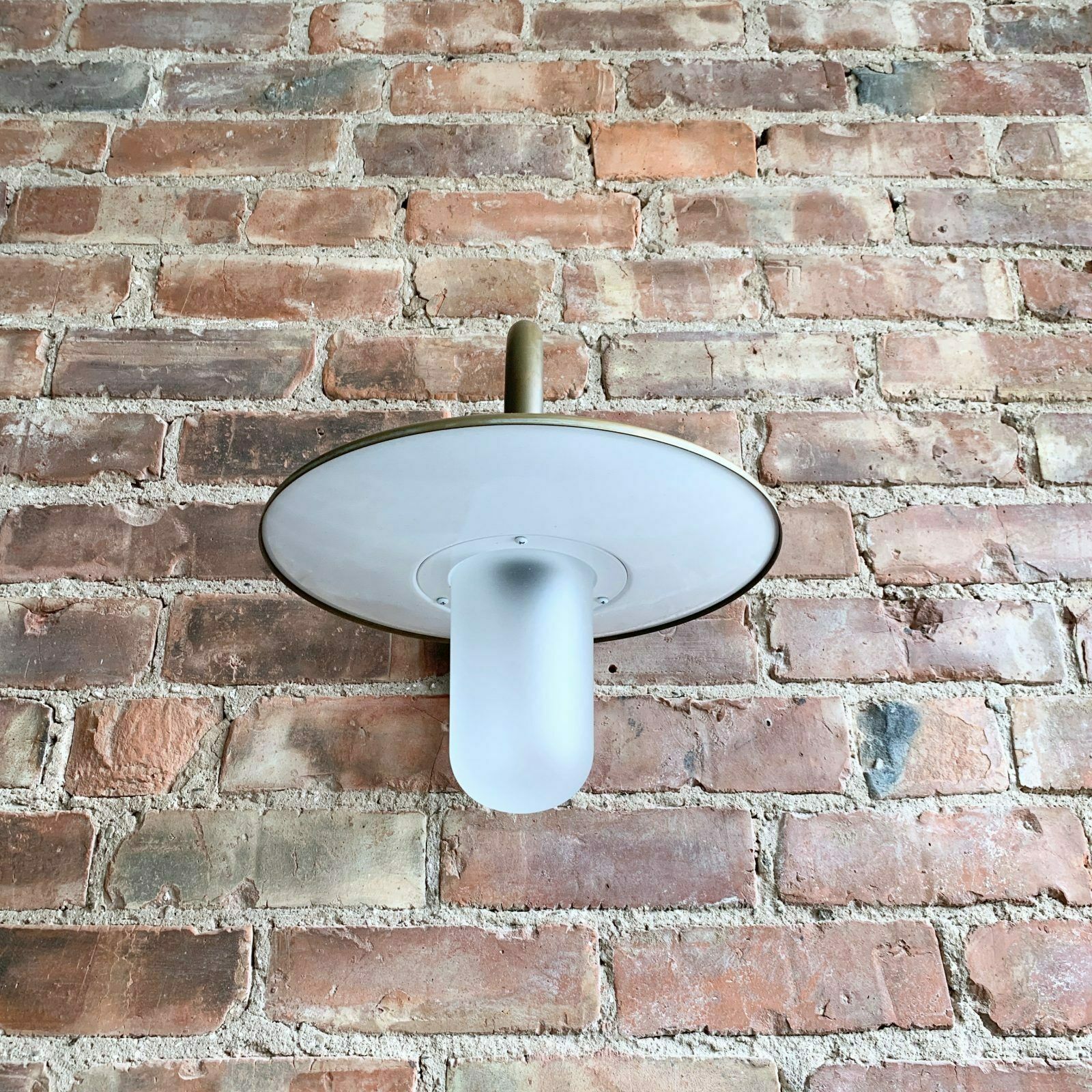 Contemporary Large Aged Brass Shaded Arched Wall Light photo furniture