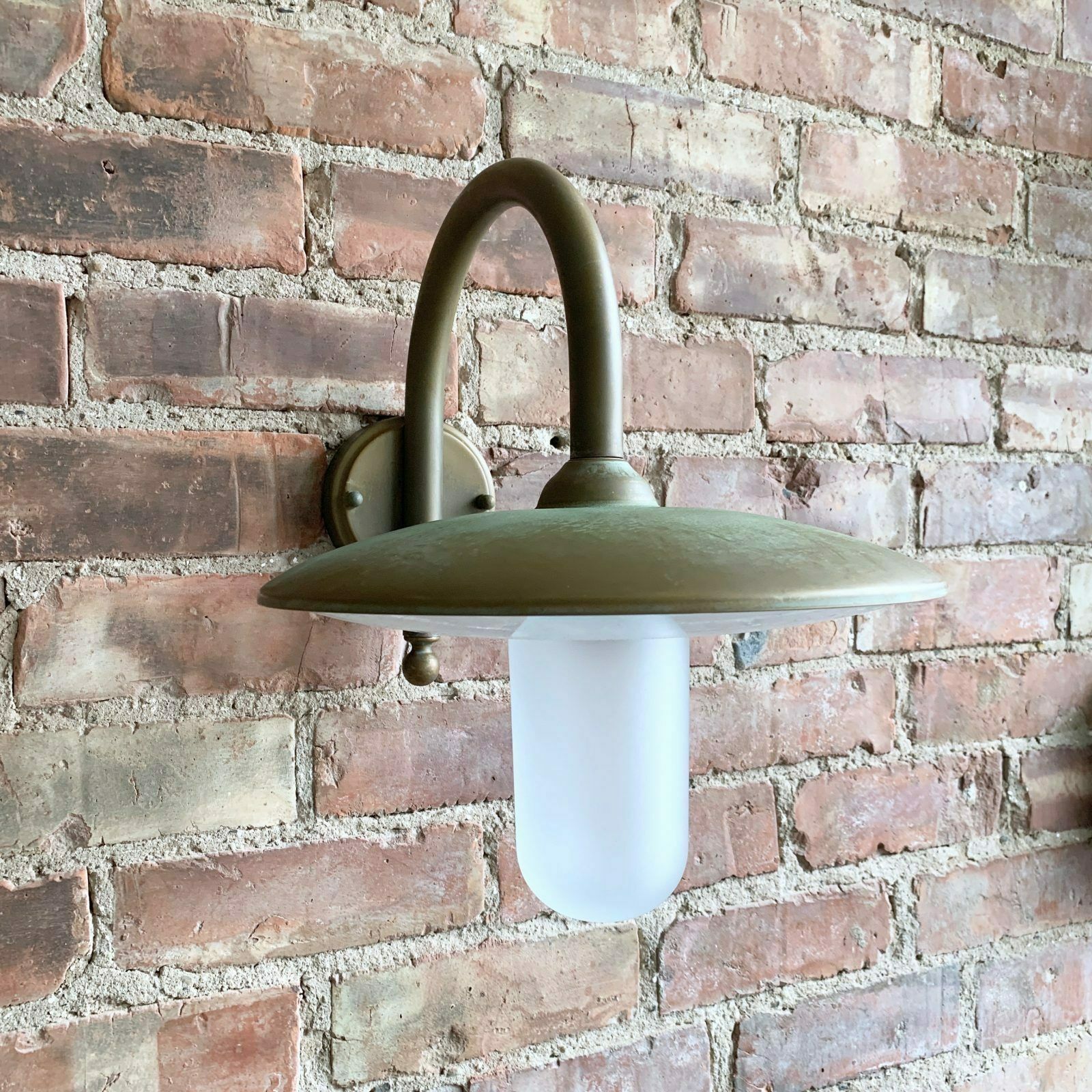 photo for sale Contemporary Large Aged Brass Shaded Arched Wall Light