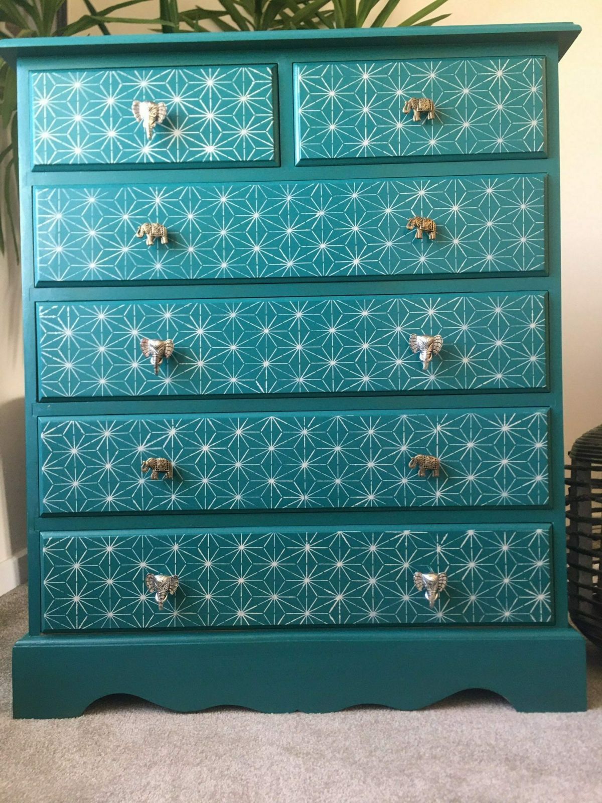 Large Chest Of Drawers Painted Bespoke Stencilled photo for sale