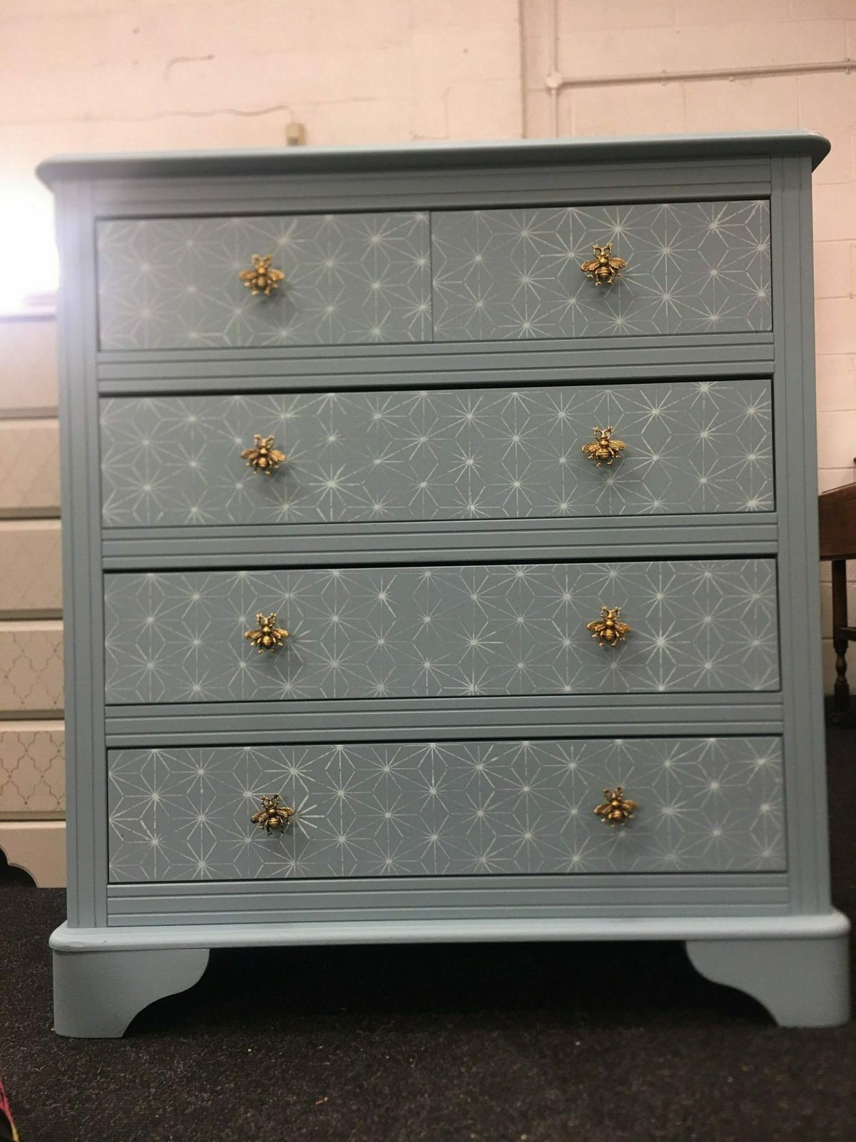 Chest Of Drawers Painted Bespoke Moroccan Geometric Bee Elephant Handles Stencilled photo 375.0
