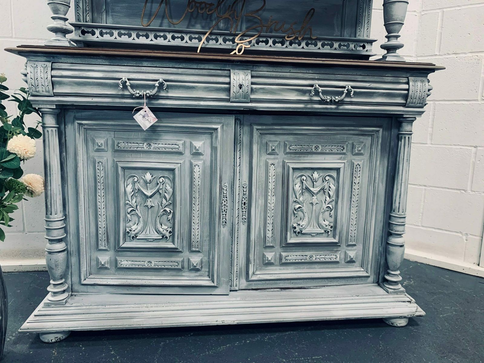Stunning French Sideboard Dresser Italian Dresser Buffet Armoire Cabinet Stone Effect Concrete Effect photo vintage