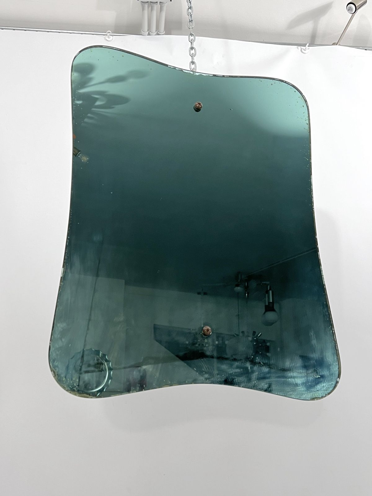 Mid Century Fontana Arte Style Green Mirror From 50s photo for sale