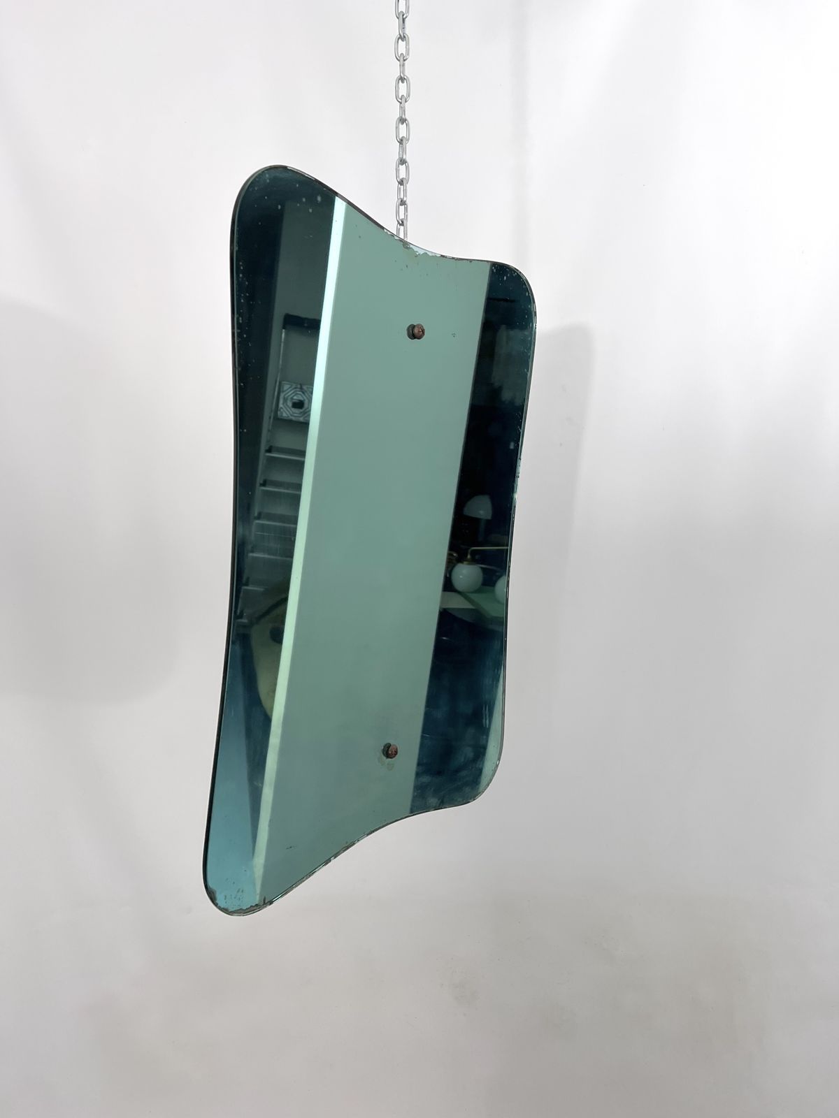 Mid Century Fontana Arte Style Green Mirror From 50s photo vinterior