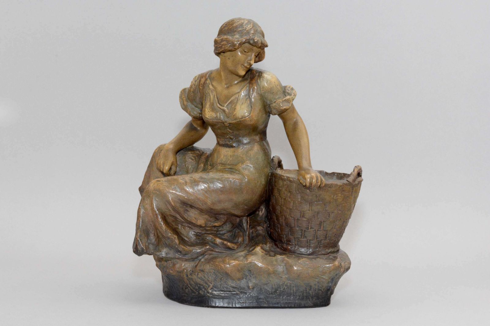 Art Nouveau Figure Of A Country Maiden.Friedrich Goldscheider Vienna