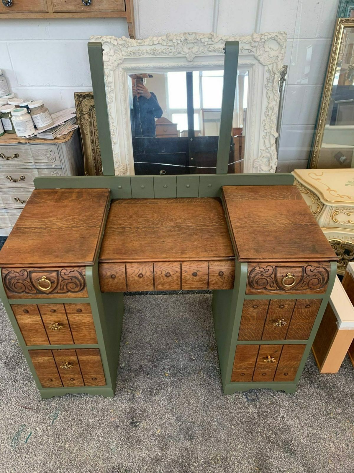 Dressing Table Painted Bespoke Moroccan Geometric Gold Leaf Bee Elephant Handles Stencilled photo furniture