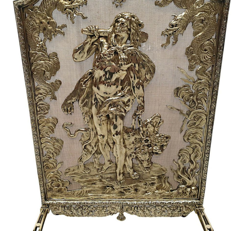 A Very Rare And Fine Large 19th Century Brass Fire Screen photo furniture