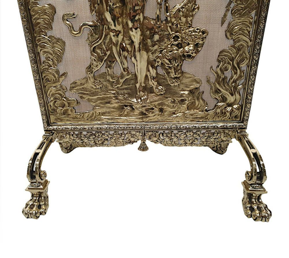 A Very Rare And Fine Large 19th Century Brass Fire Screen photo for sale