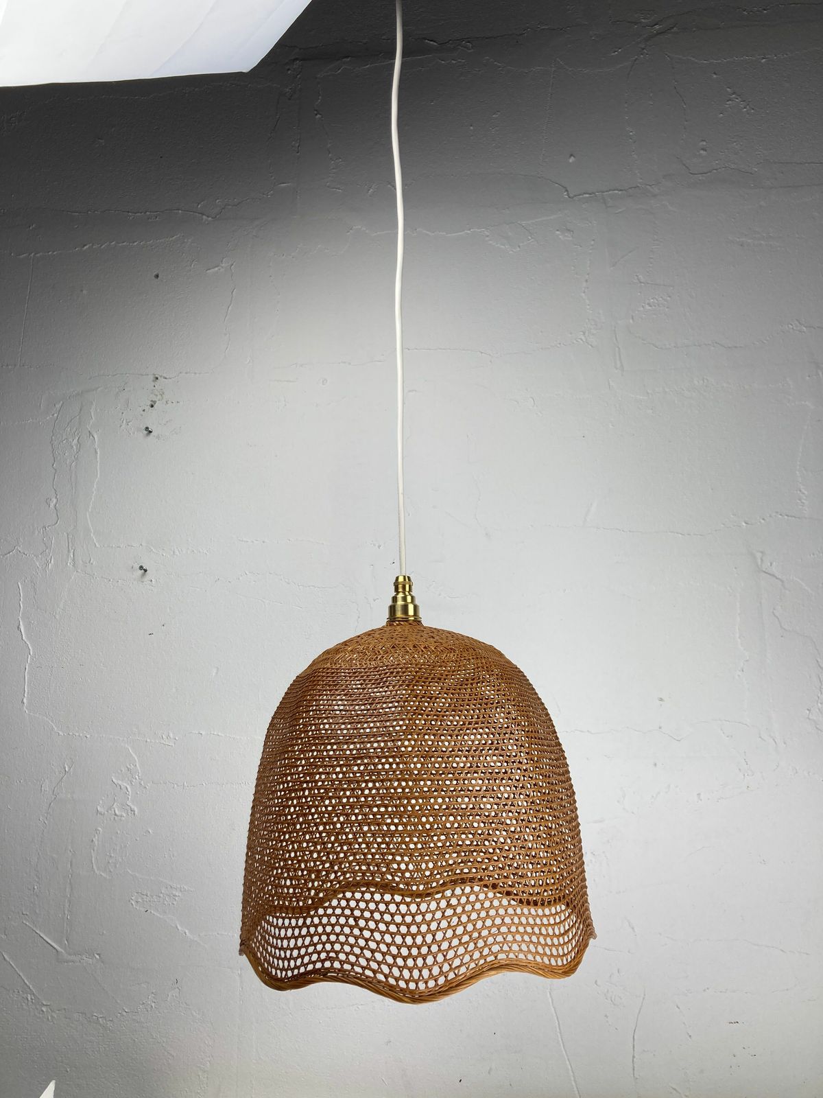 Beehive Webbing Rattan Wicker Pendant Hanging Lamp, 1930s photo 433.68