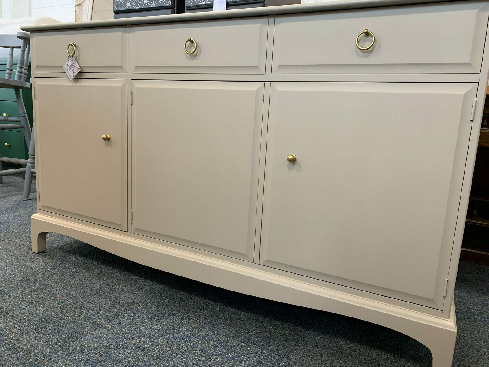 Stag Minstrel Sideboard Mid Century Painted Beige Gold photo furniture