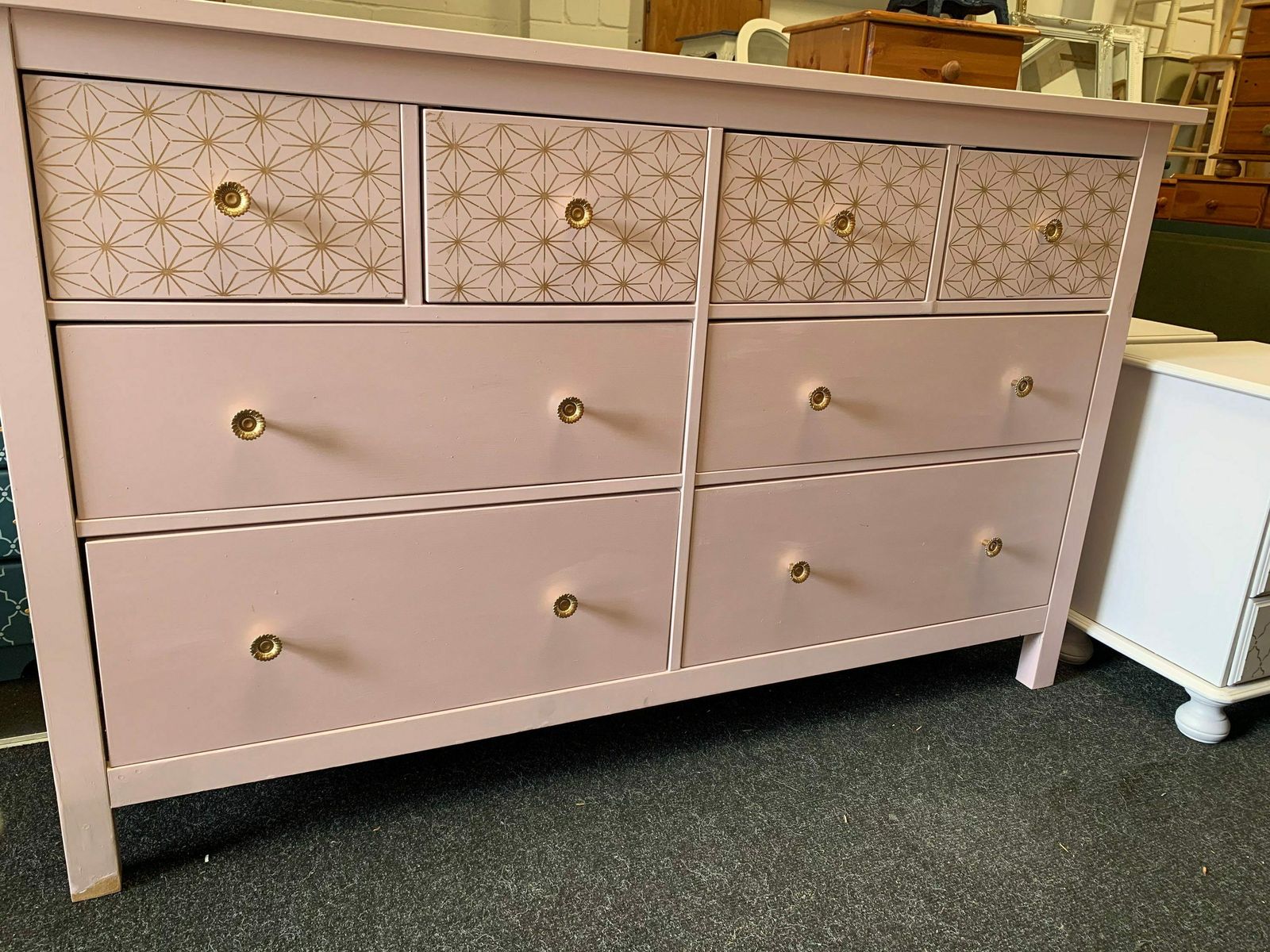 Large Chest Of Drawers Painted Bespoke Stencilled photo furniture