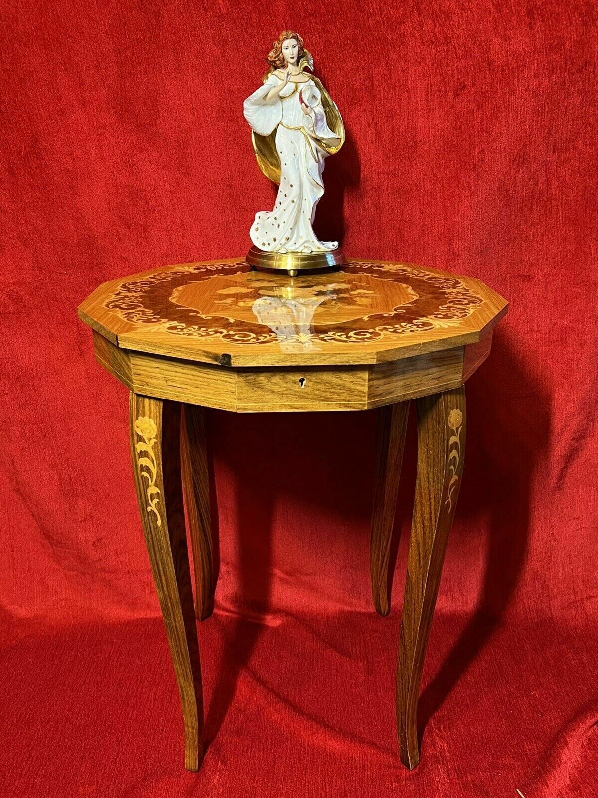 Italian Satinwood With Marquetry Floral Bouquet Inlaid Musical Table photo buy