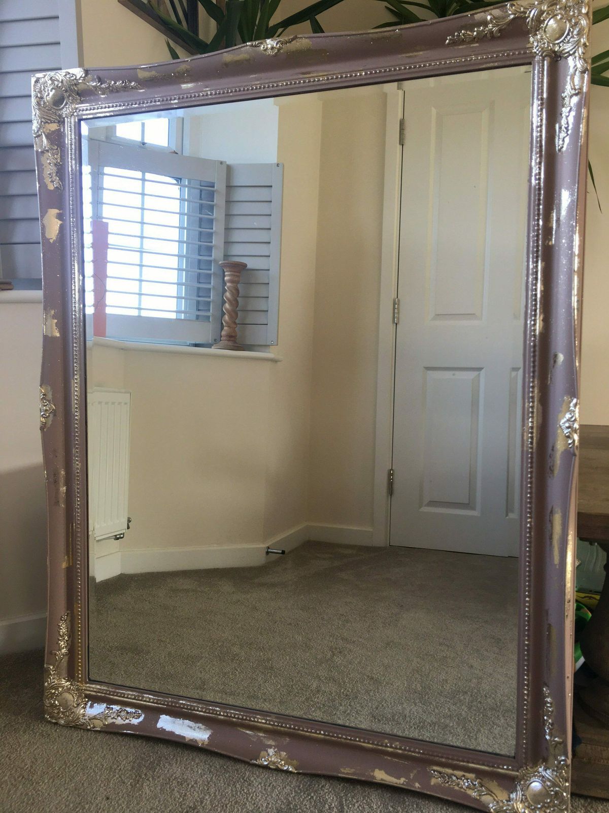 Large Mirror French Baroque Antique Ornate Painted Gold Leaf Stencilled photo Home Decor