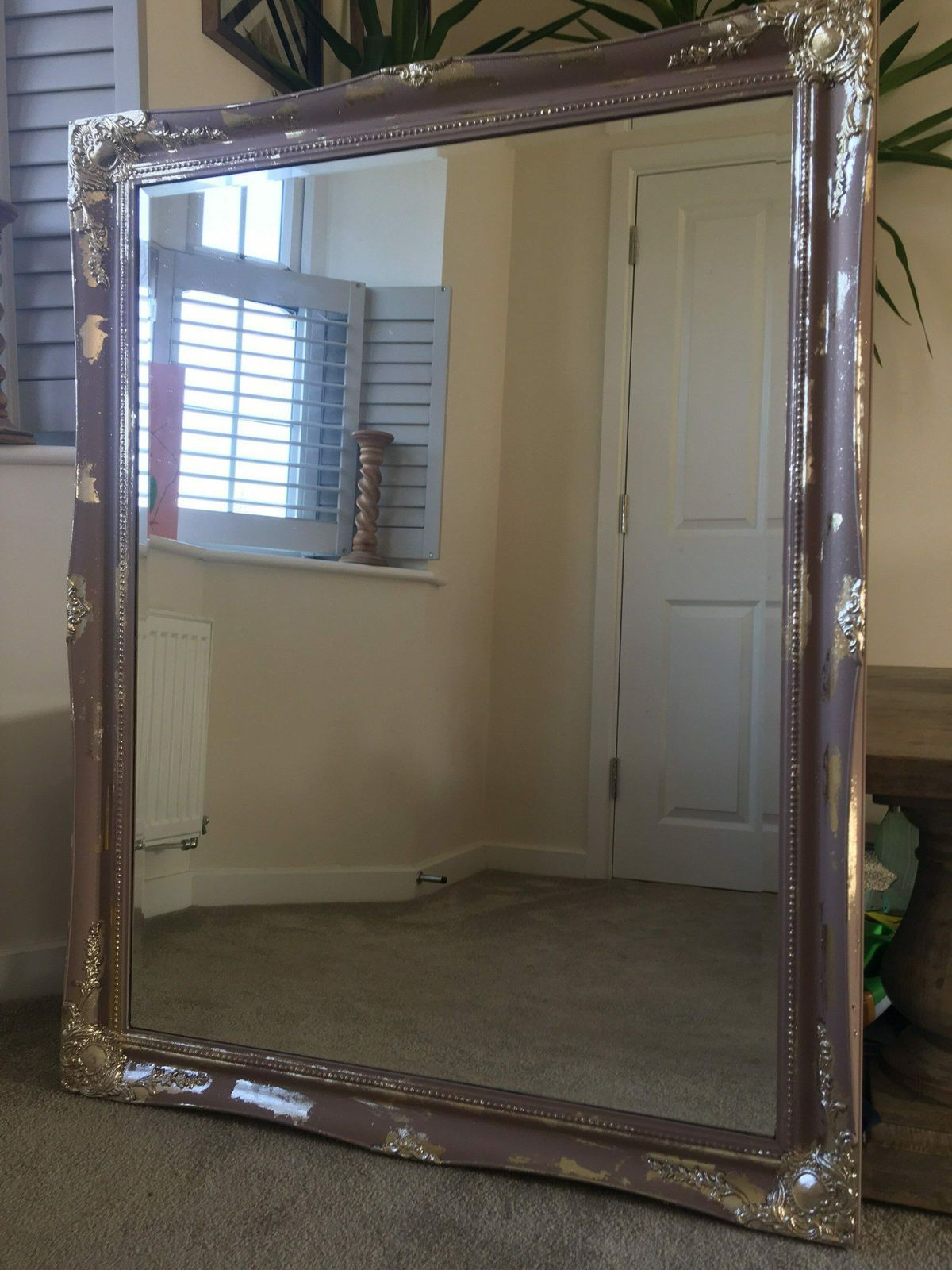 Large Mirror French Baroque Antique Ornate Painted Gold Leaf Stencilled photo 200.0