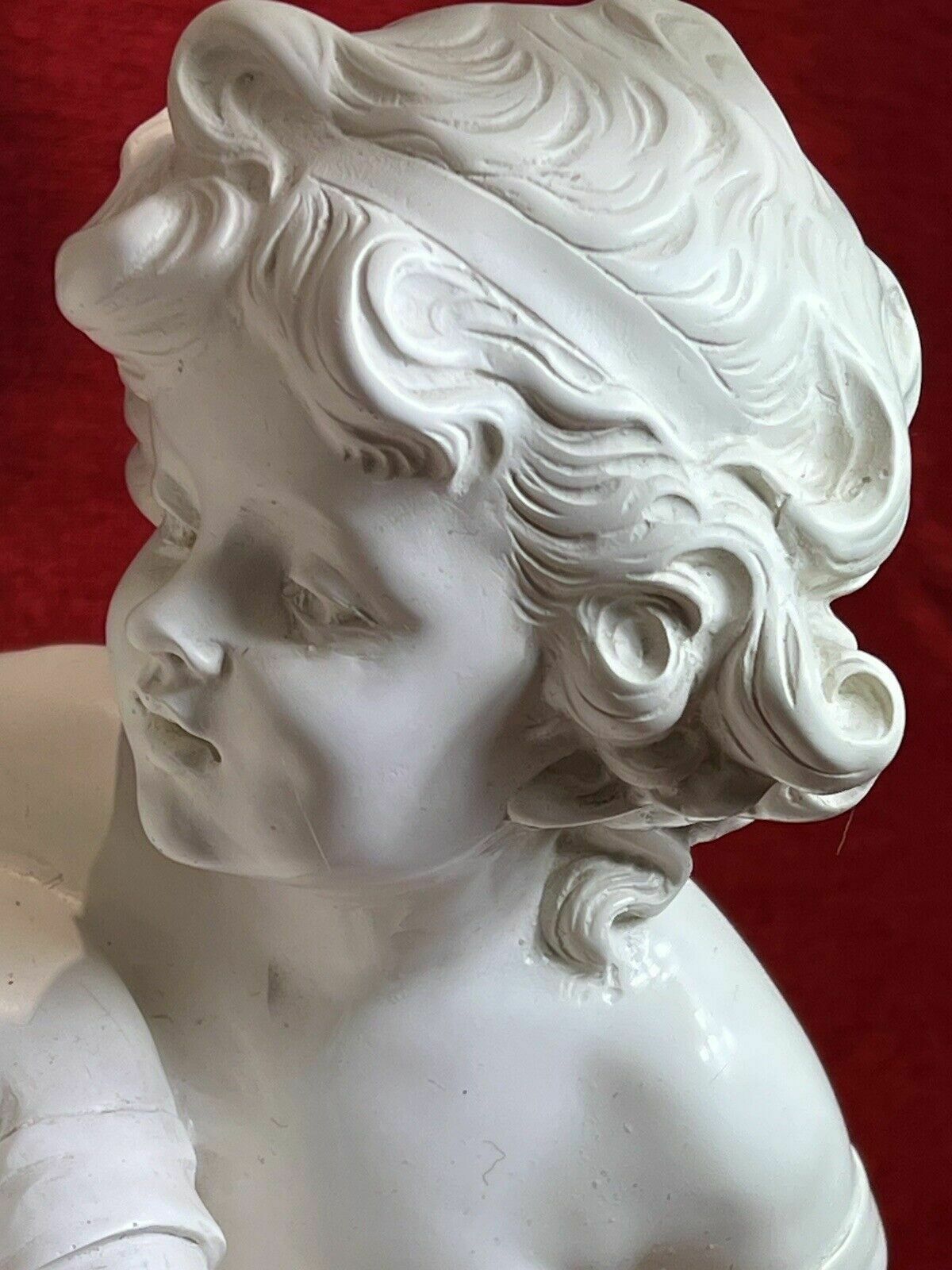 Large Hollywood Glamour Lamp Of Cherubs Set Upon Circular Onyx Base photo vinterior