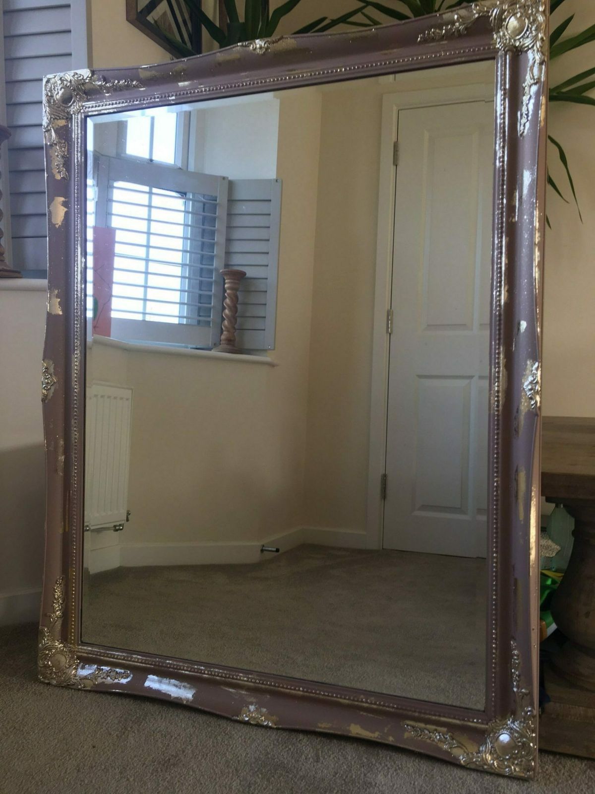 Large Mirror French Baroque Antique Ornate Painted Gold Leaf Stencilled photo 250.0
