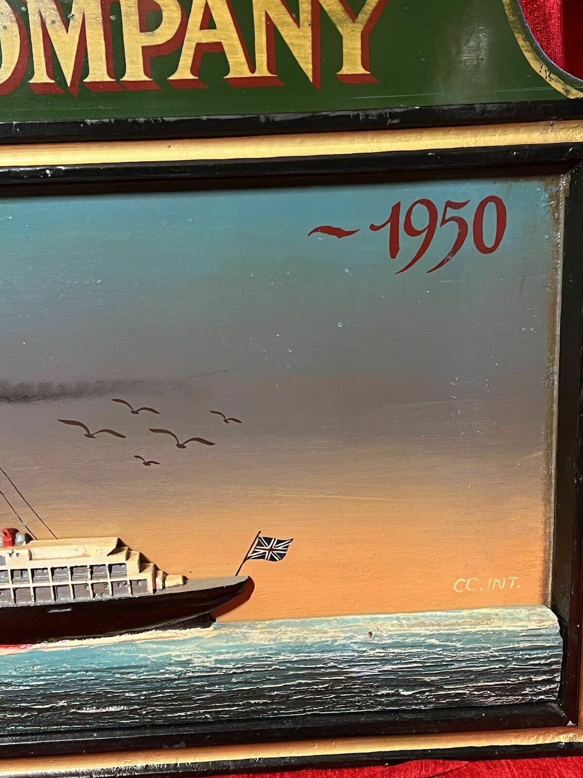 Historic Maritime Memorabilia 'Hms Aquatania' Diorama Wooden Ship Signage photo buy