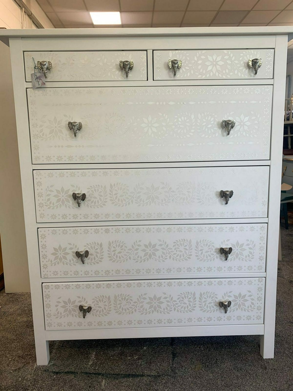 Large Chest Of Drawers Painted Bespoke Stencilled