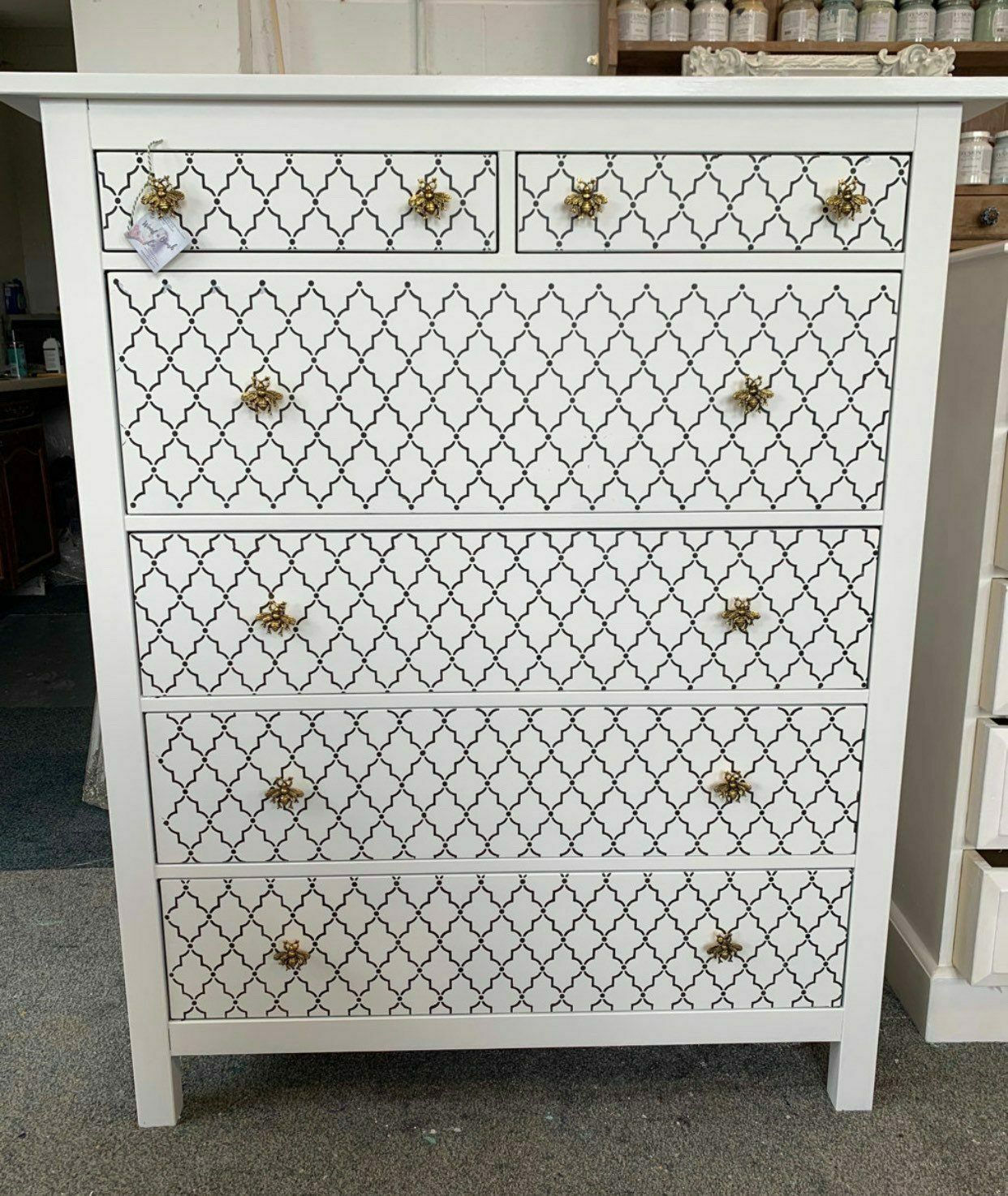 Large Chest Of Drawers Painted Bespoke Stencilled