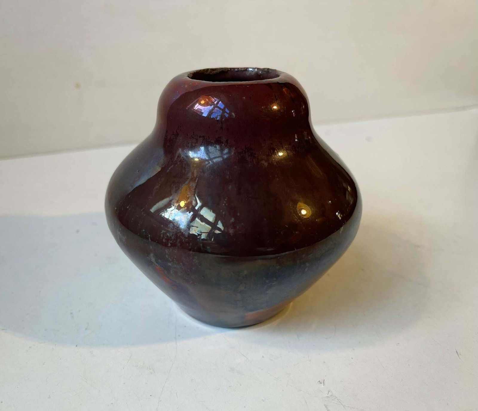 Art Deco Ceramic Vase In Copper Glaze By Soren Kongstrand 1930s photo for sale