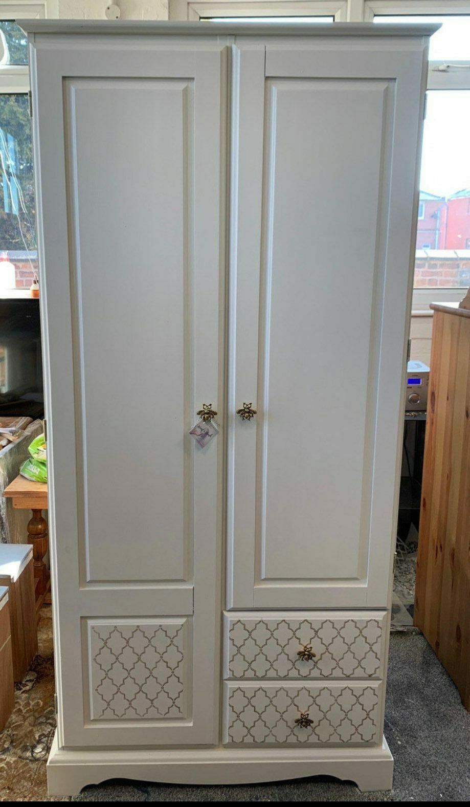 Painted Wardrobe Double Single Painted Bespoke Stencilled