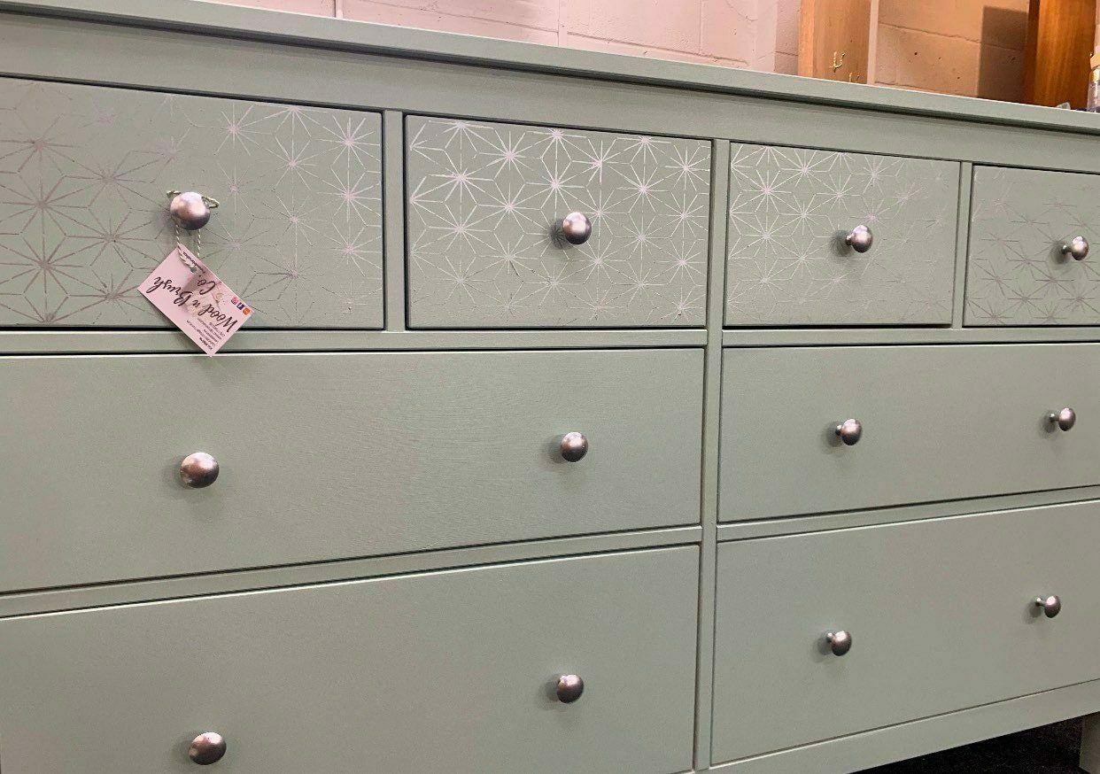 Large Chest Of Drawers Painted Bespoke Stencilled