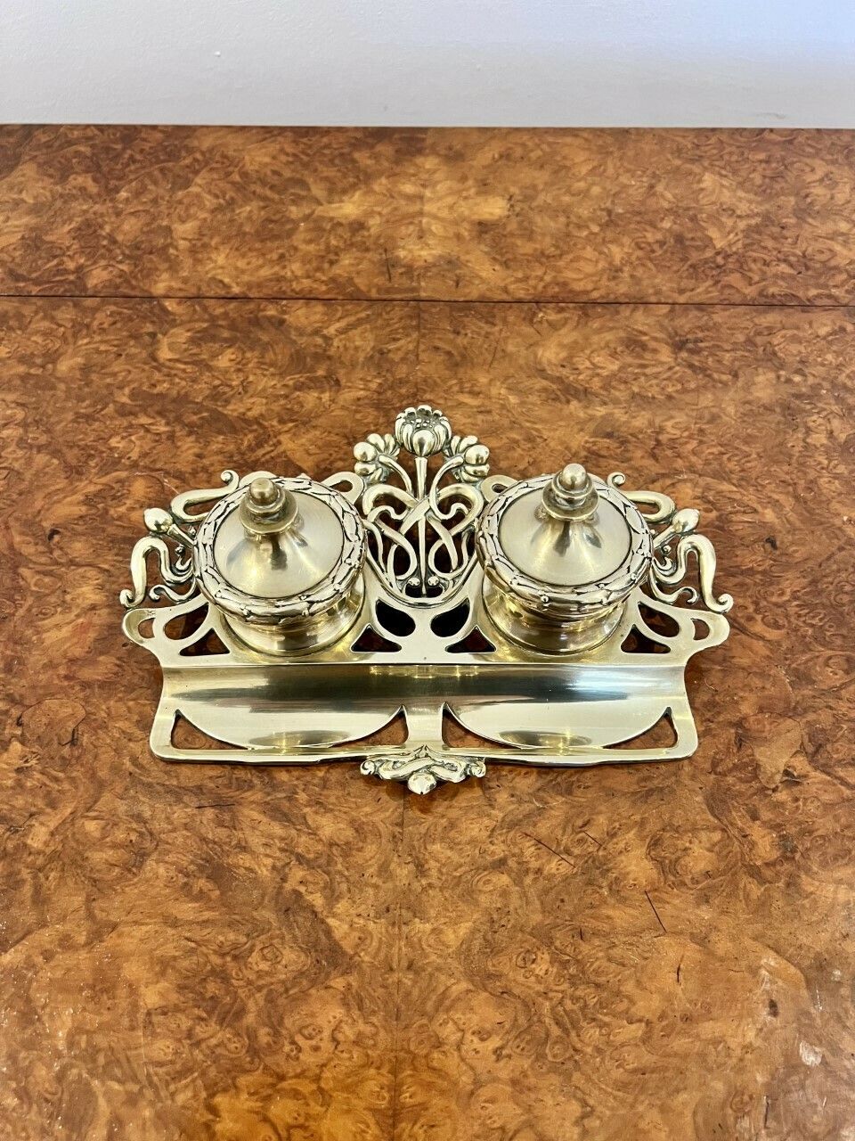 Wonderful Victorian Ornate Brass Desk Set photo for sale