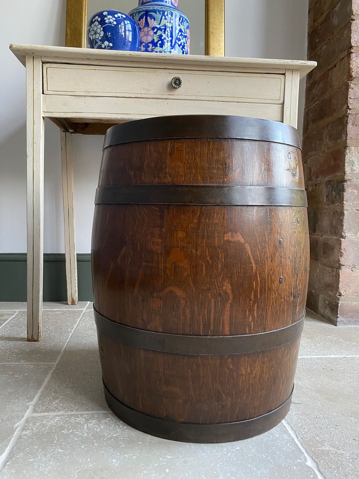 Oak Barrel Stick Stand Log Bin