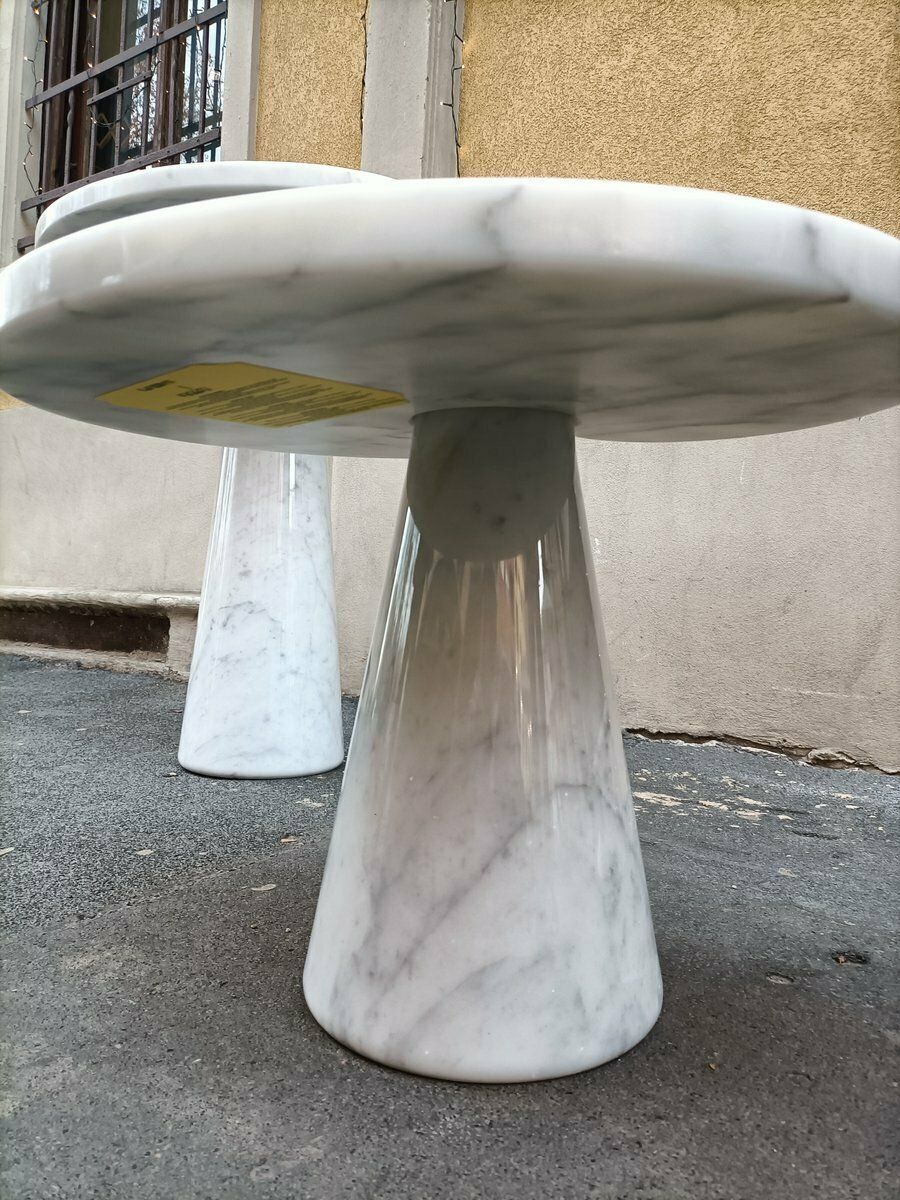 Eros White Marble Coffee Table By Angelo Mangiarotti For Skipper 1980s Set Of 2 photo for sale