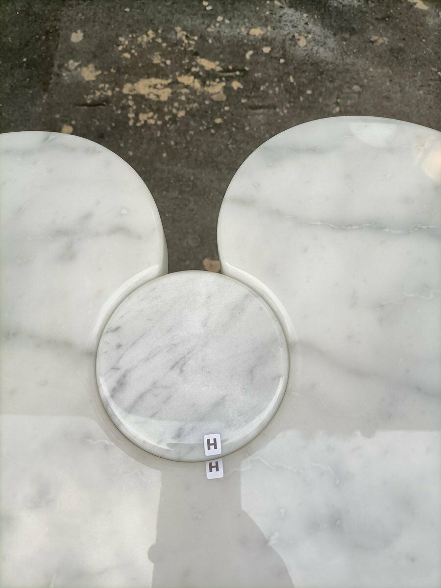 photo furniture Eros White Marble Coffee Table By Angelo Mangiarotti For Skipper 1980s Set Of 2