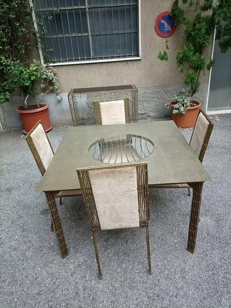 Iron And Bamboo Dining Chairs, 1980s, Set Of 4 photo 842.0