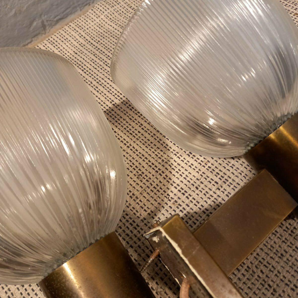 Brass And Glass Wall Lamp By Fidenza Vetraria In The Style Of Azucena 1950s photo for sale