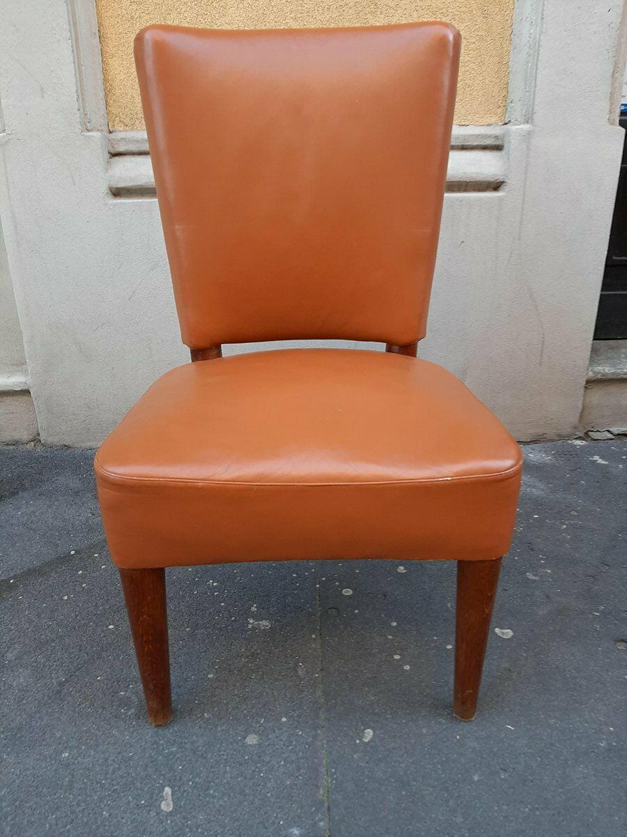 Wood And Brown Leather Dining Chair By Osvaldo Borsani For Atelier Borsani Varedo 1930s photo furniture