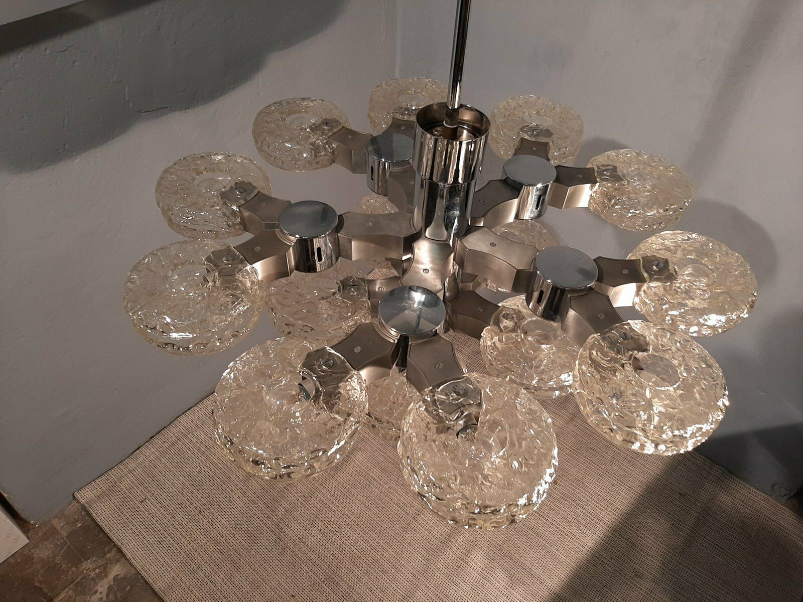 Ceiling Lamp In Chromed Metal And 15 Lights By Gaetano Sciolari For Sciolari, 1970s photo 3155.0